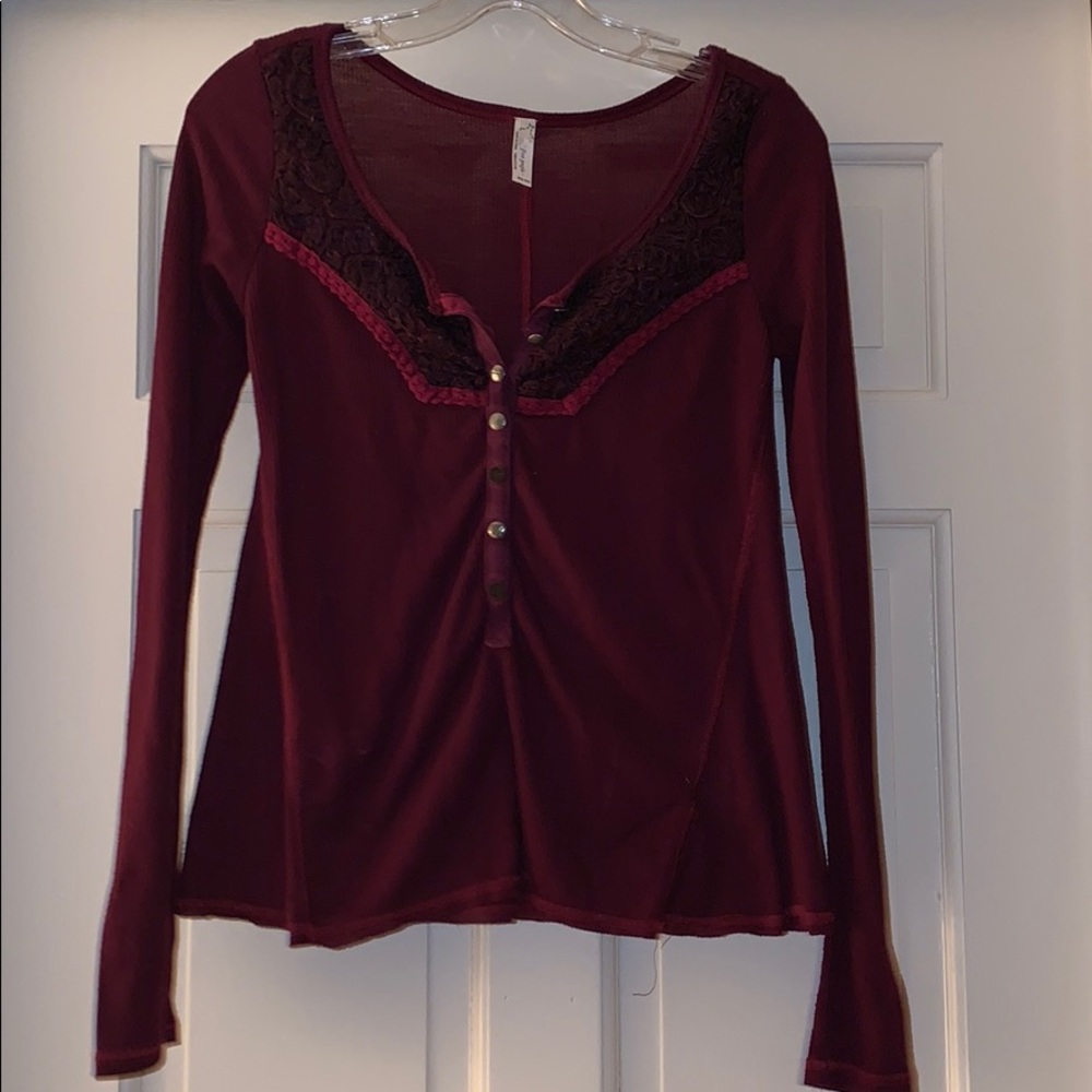 Free People Burgundy Top